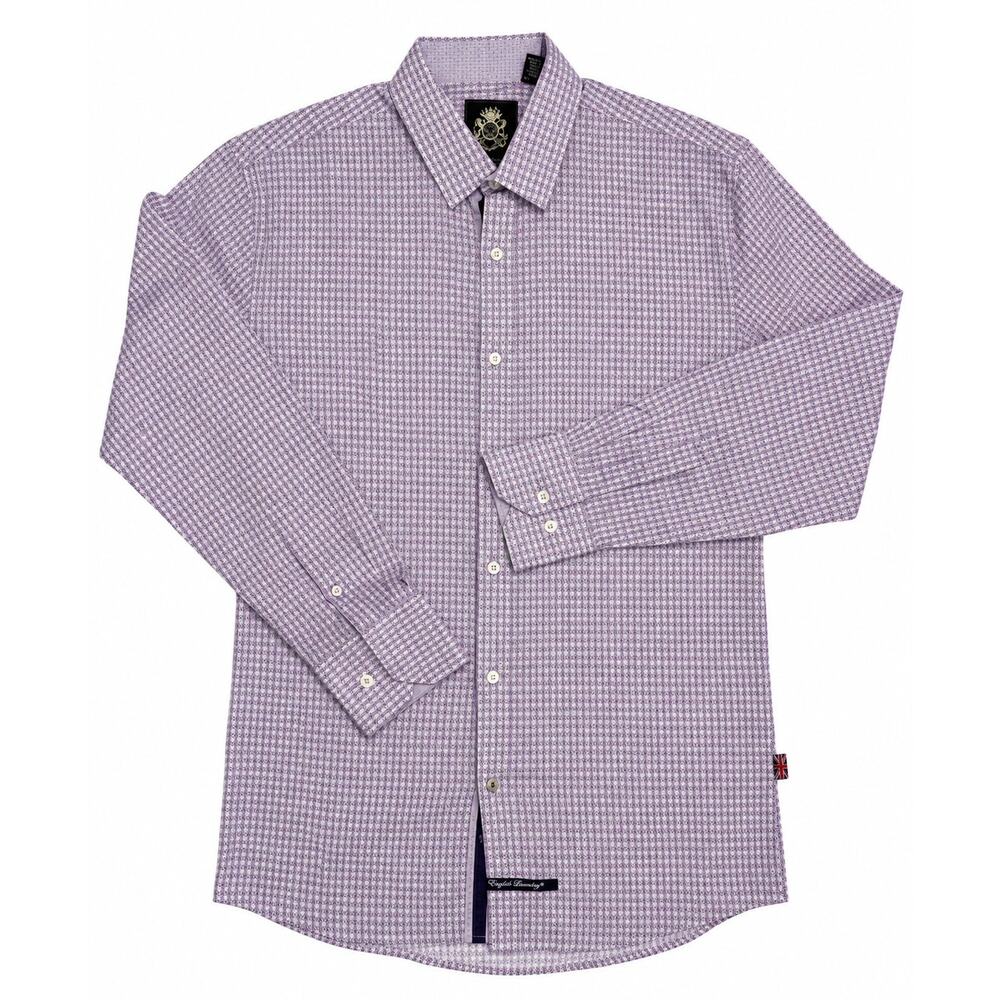 NWOT English Laundry Men’s Lavender Plaid Button-Up Shirt, Size M